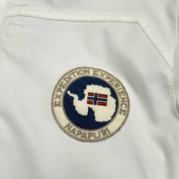 Napapijri Geographic Expedition Team Jacket Winter Coat Parka Mens Large White - Picture 12 of 16
